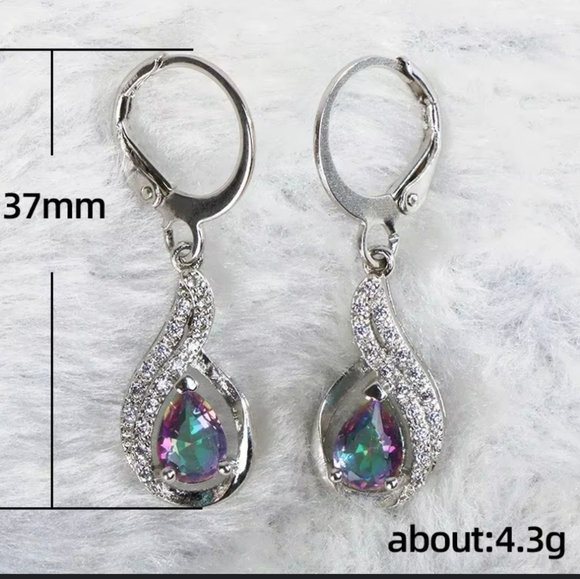 Elegant Silver and Rainbow Topaz Earrings - Picture 2 of 4